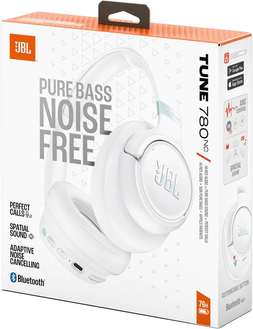 JBL Tune 780NC Wireless Over-Ear Noise Cancelling Headphones  (WHITE)