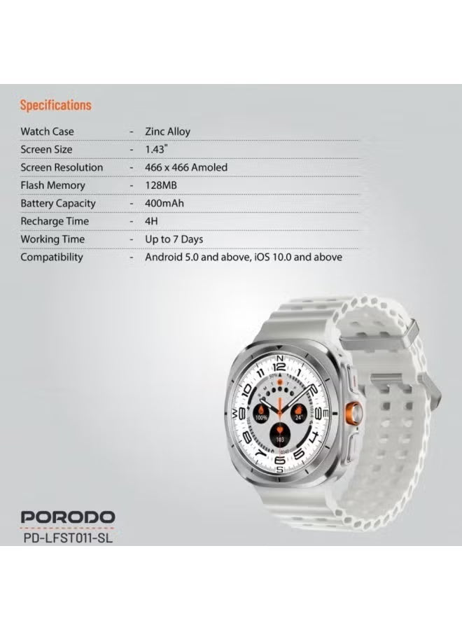 Porodo Voyager Amoled 1.43" Smart Watch 34mm