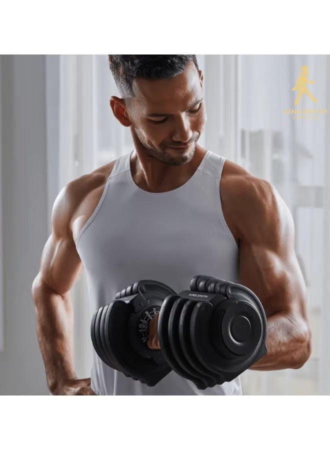 Kingsmith Adjustable Dumbbell 1.5 to 18 kg One Piece Quick Weight Change Non-Slip Grip Sturdy Design for Full Body Workouts — Image 3