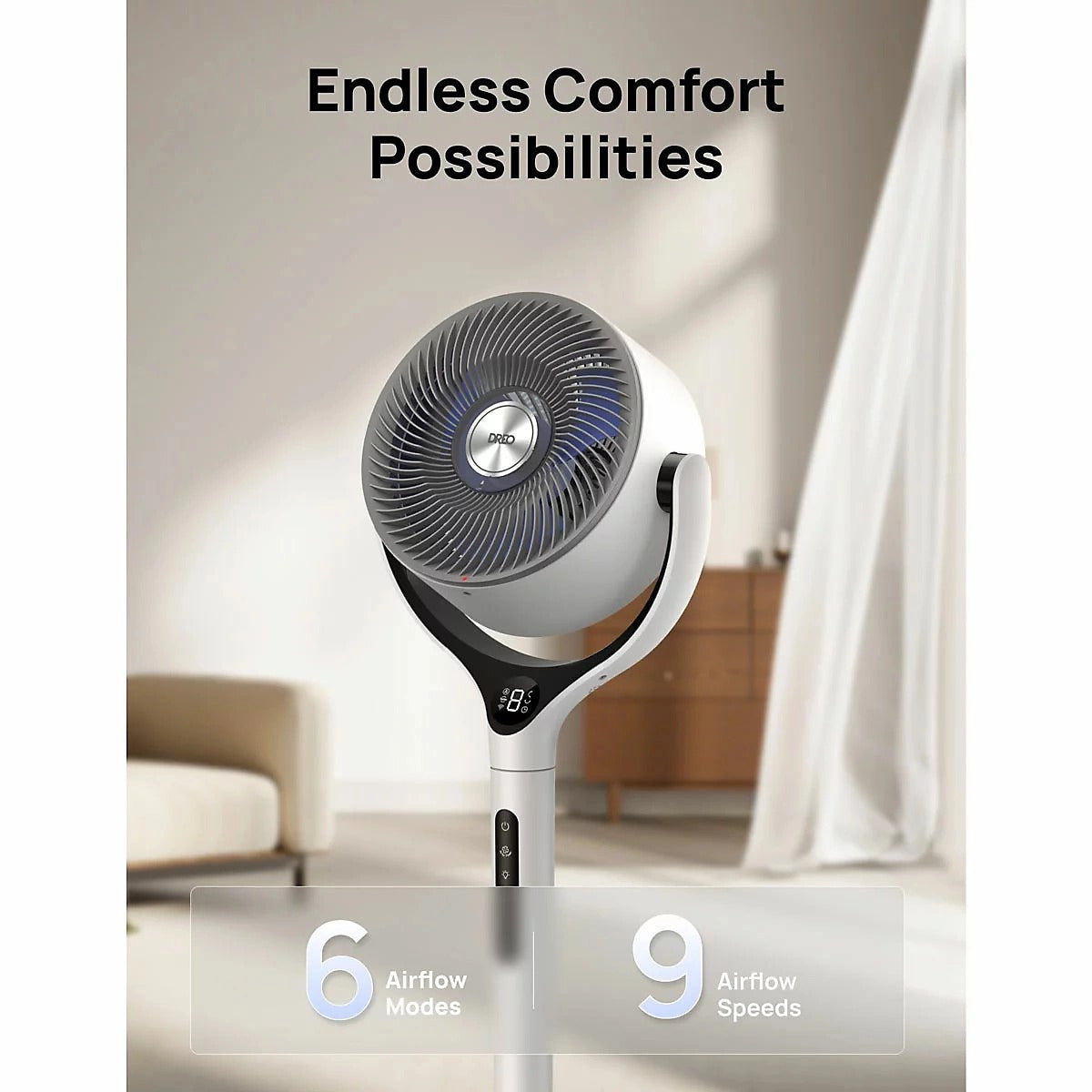 Dreo DR-HPF025S Smart TurboPoly Pedestal Fan in White — Image 5