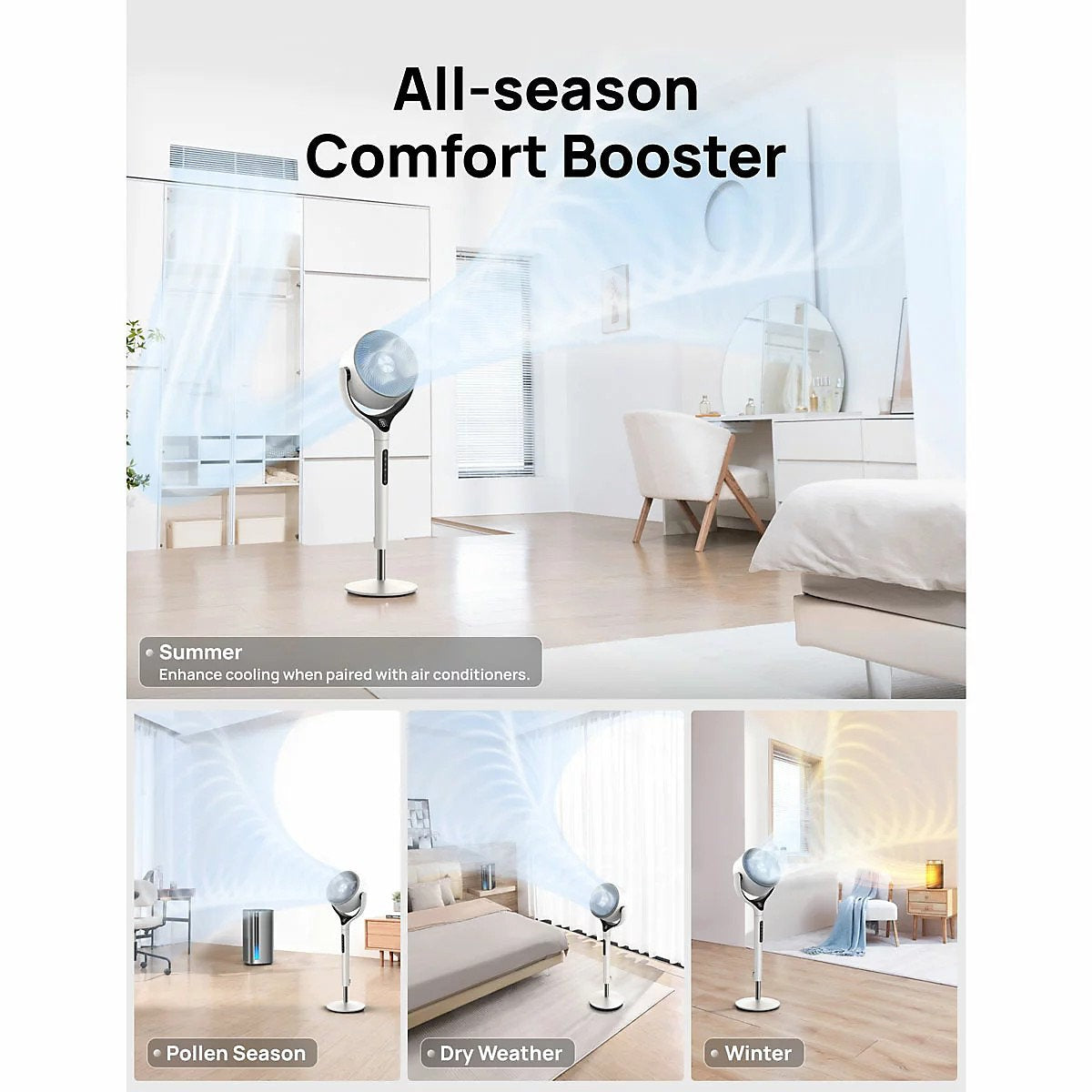 Dreo DR-HPF025S Smart TurboPoly Pedestal Fan in White — Image 6