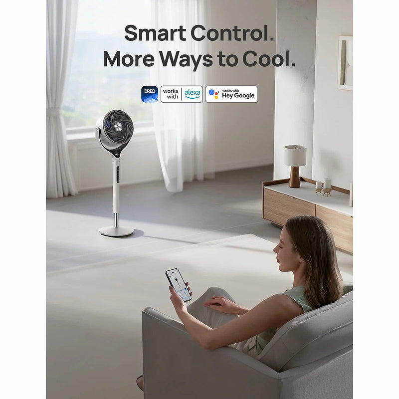 Dreo DR-HPF025S Smart TurboPoly Pedestal Fan in White — Image 7
