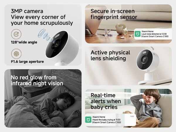 Xiaomi Smart Camera C100, 1080p Full HD Surveillance with AI Human Detection, Night Vision, Two-Way Audio, 360° Pan-Tilt View, Motion Tracking, Wi-Fi Home Security Cam – White — Image 2