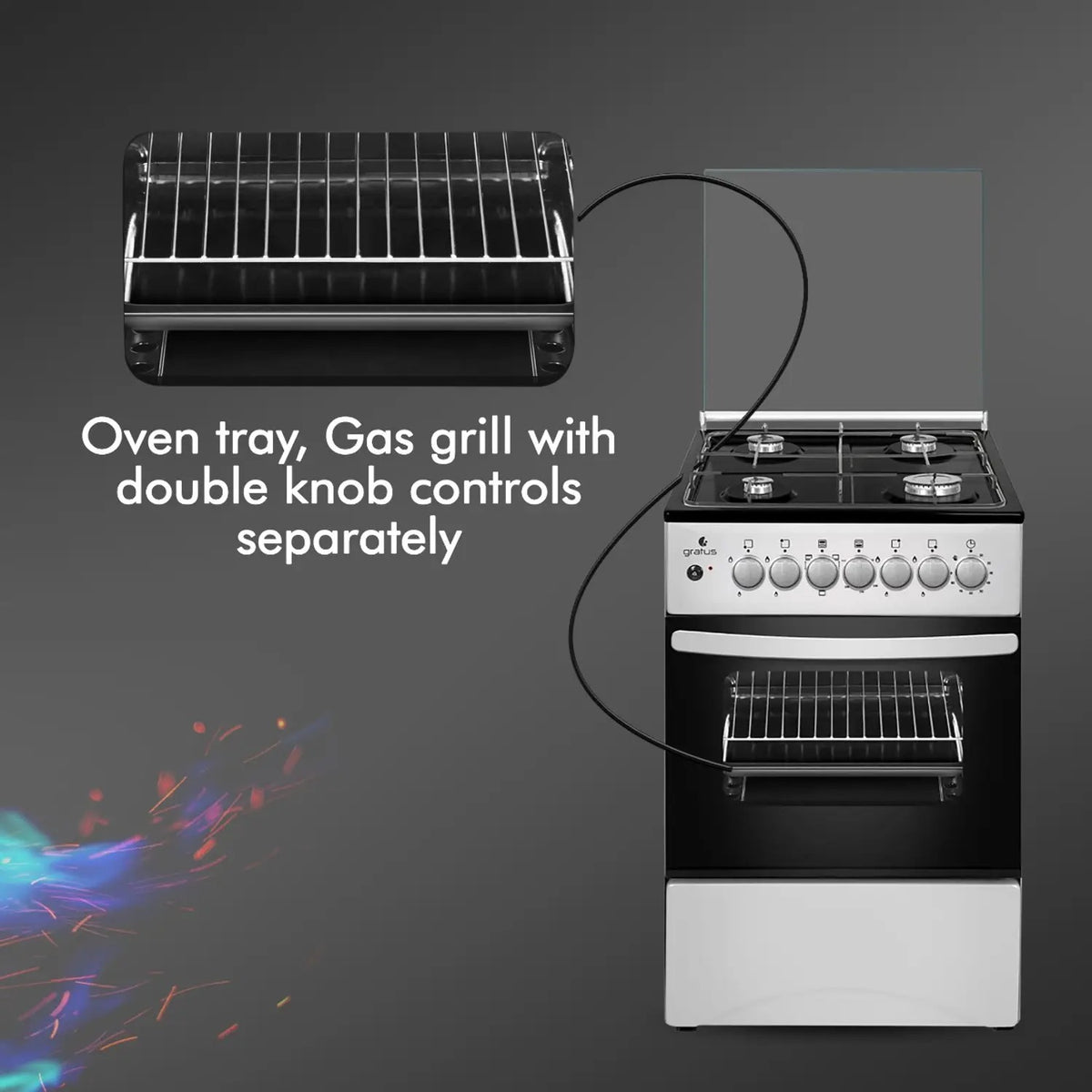 Gratus Classic Series 50×50 Full Gas Free Standing Cooker with Euro Burners GGR55FRTE — Image 4