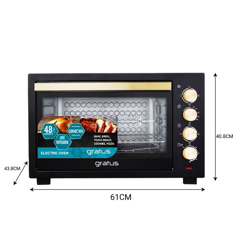 Gratus 48L 2000W Electric Oven Toaster Grill with Rotisserie function Timer, Temperature control GTC48NCGX2 — Image 4