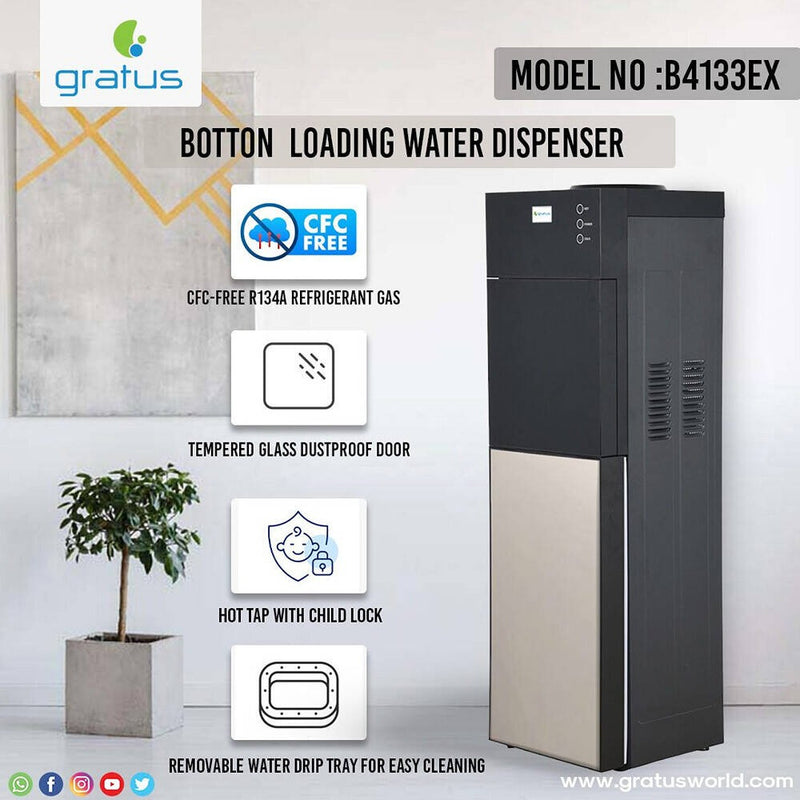 Gratus bottom loading free standing Hot & Cold- Water Dispenser with 1 Year Full & 2 Year Compressor Warranty B4133EX — Image 3