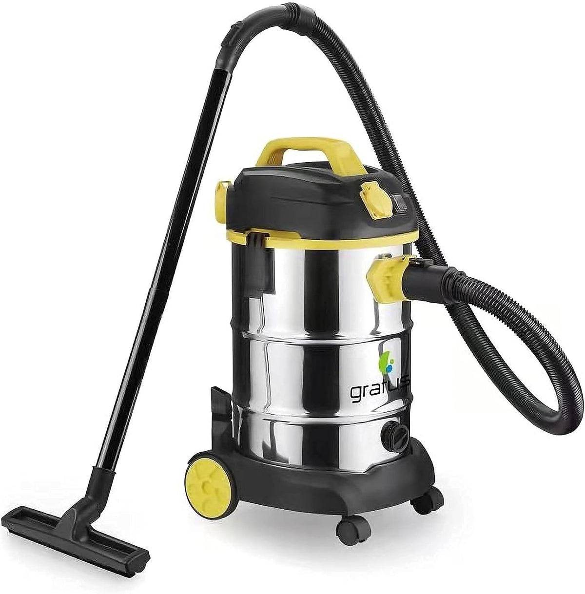 Gratus 1600W Wet, Dry & Blow Canister Vacuum Cleaner, versatile 30-liter stainless steel drum vacuum GR-WVC2516AC — Image 1