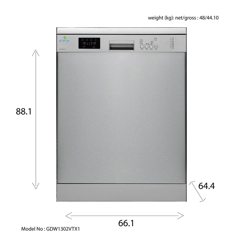 GRATUS 13 Place Setting Dishwasher | 7 Programs | Energy Efficient | Inox | GDW1302VTX1 — Image 4