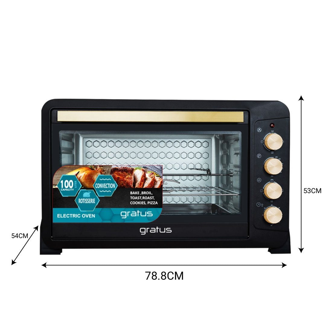 Gratus 100L 2800W Electric Oven Toaster Grill with Rotisserie function Timer Temperature control GTC100NCGX2 — Image 2