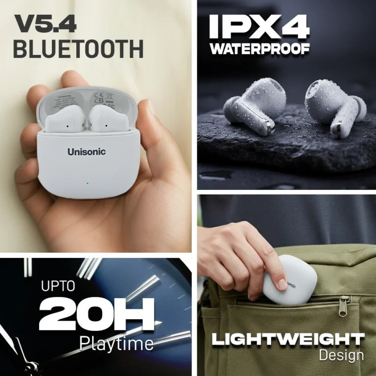 UNISONIC NORMAL INTELLI TOUCH CONTROL & HD SOUND TWS EARPHONE- WHITE US-TWSNHD-WH — Image 7