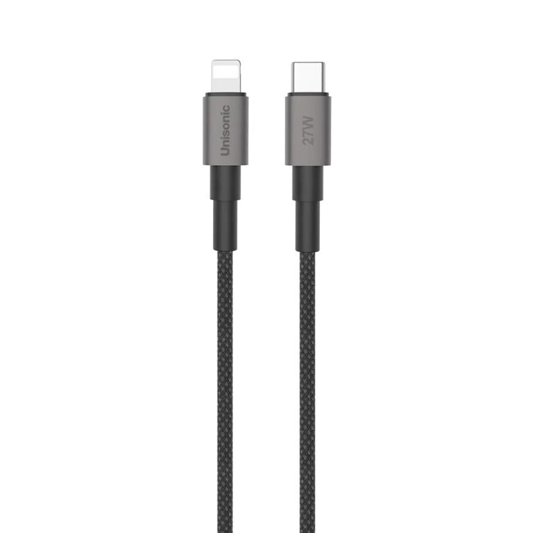 UNISONIC C TO LIGHTNING - 27W 2.4A NYLON BRAIDED CABLE 1.2M US-60WCL34-BL — Image 1