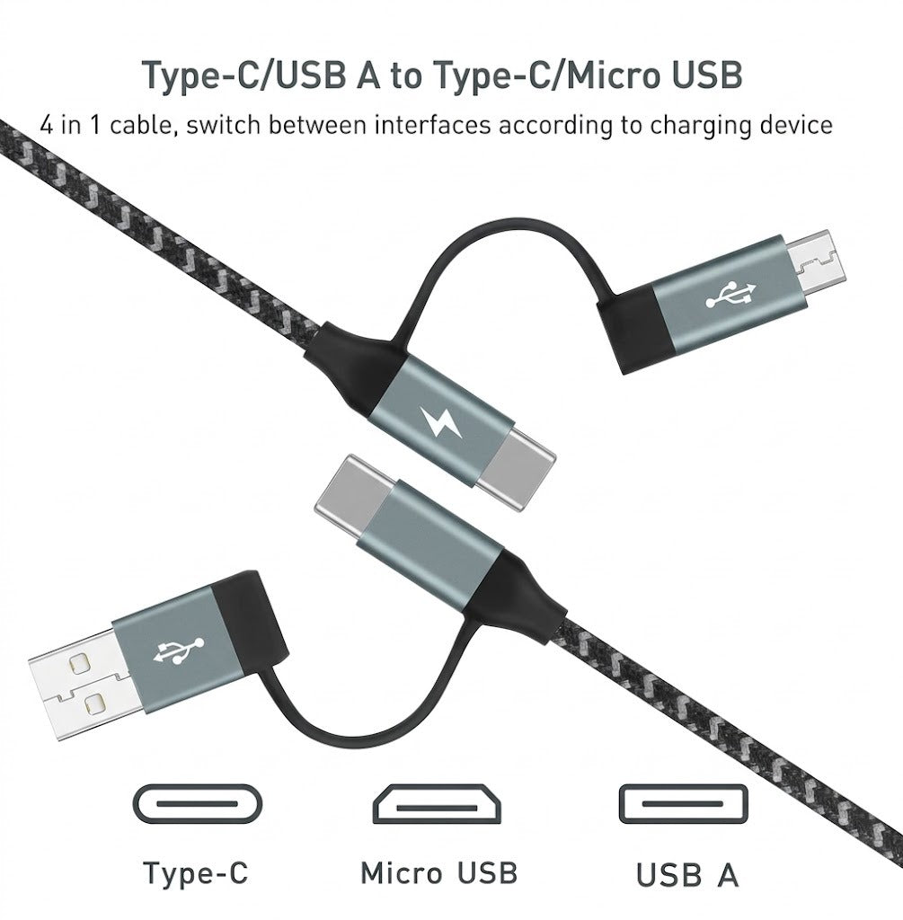 UNISONIC USB - C TYPE 2.4A 12W NYLON CABLE 1.2M USB US-60WUC34-B — Image 1