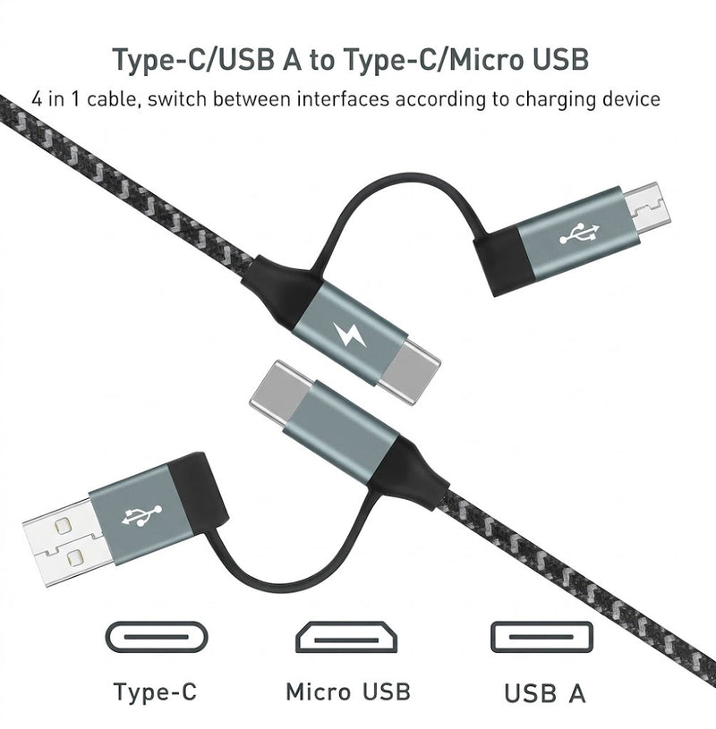 UNISONIC USB - C TYPE 2.4A 12W NYLON CABLE 1.2M USB US-60WUC34-B — Image 1