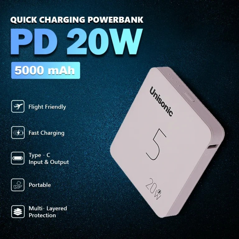 UNISONIC 5000 MAH 22.5W PORTABLE FAST CHARGING POWER BANK US-PB5KM1 — Image 5