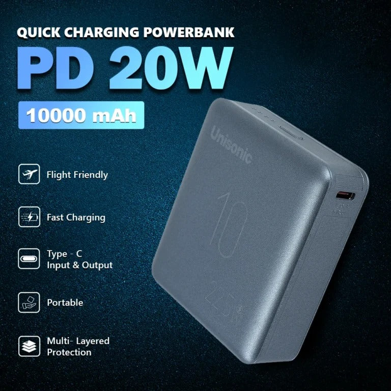 UNISONIC 10000 MAH 22.5W PORTABLE FAST CHARGING POWERBANK GREY US-PB10KM2G — Image 6