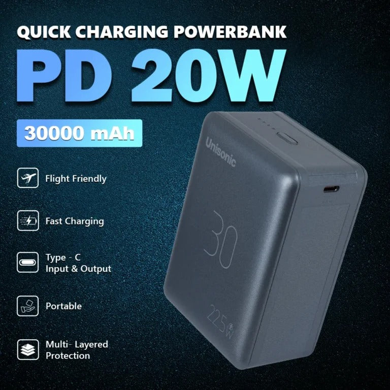 UNISONIC 30000 MAH 22.5W FAST CHARGING POWERBANK GREY US-PB30KM4G — Image 5