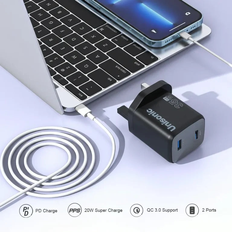 UNISONIC 1C1A 35W QUICK CHARGER WITH GAN ADAPTER US-A35WQC — Image 5