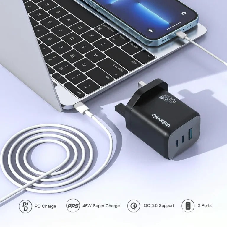 UNISONIC 2C1A 45W QUICK CHARGER WITH GAN ADAPTER US-A45WQC — Image 6