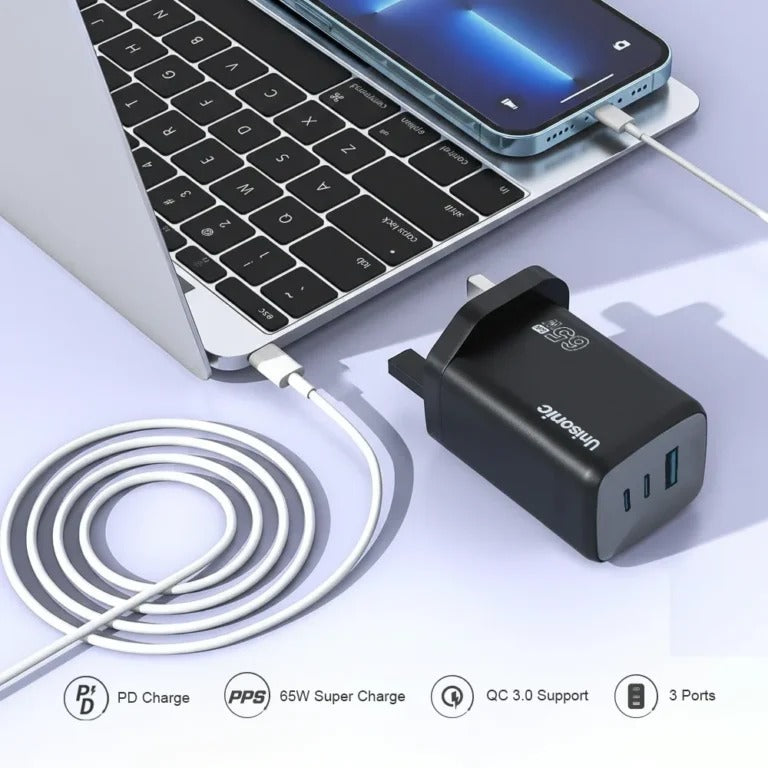 UNISONIC 2C1A 65W QUICK CHARGER WITH GAN ADAPTER US-A65WQC — Image 5