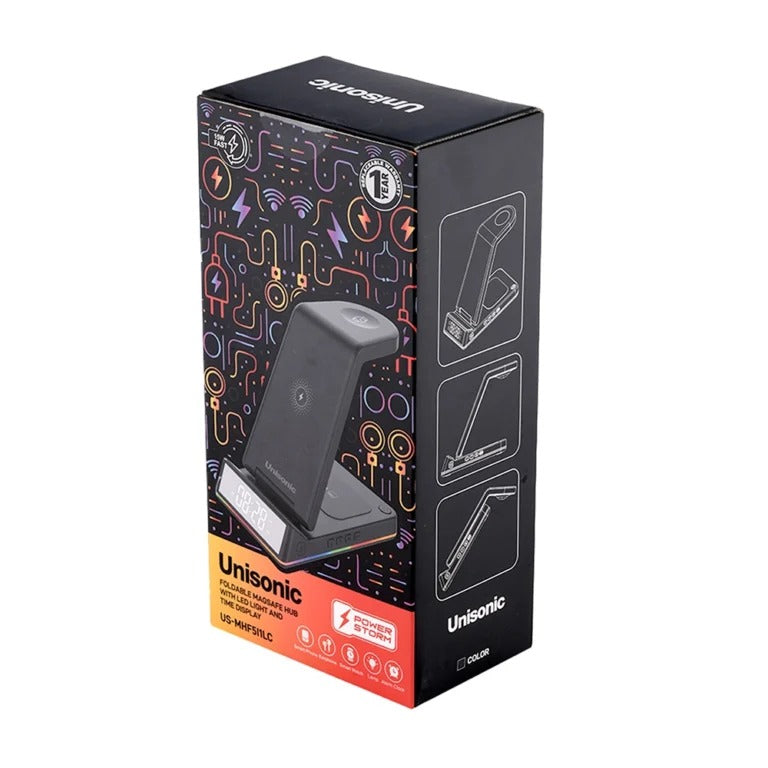 UNISONIC FOLDABLE WITH LED LIGHT AND TIME DISPLAY 5 IN 1 MAGSAFE HUB US-MHF5I1LC — Image 6