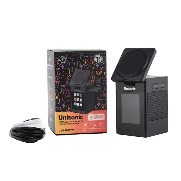 UNISONIC MULTIFUNCTIONAL WIRELESS CHARGER WITH DISPLAY AND 1000 MAH 5W SPEAKER US-SPMH5W — Image 4