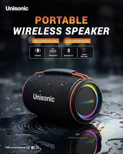 UNISONIC 8W PORTABLE BLUETOOTH SPEAKER WITH IPX4, TWS, USB, TF, LED, CALL FUNCTIONS US-SP8WPS — Image 2