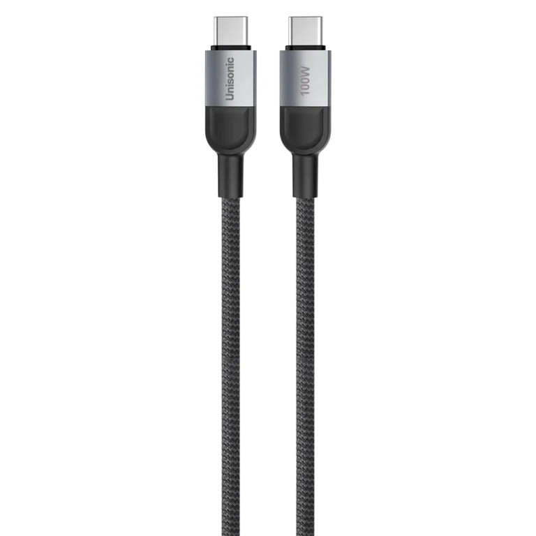 UNISONIC C-C 100W 2M BRAIDED FAST CHARGING CABLE WITH ALUMINUM ALLOY SHELL, 5-CORE PURE CO US-C100W2MC — Image 1
