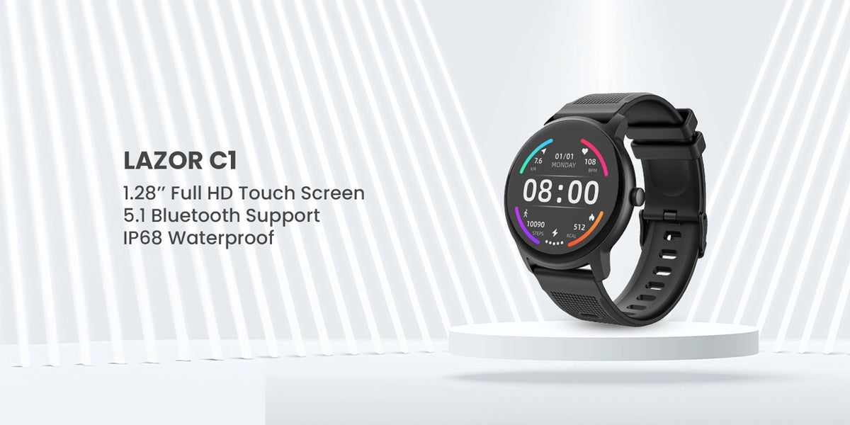 Lazor C1 SW31 Black Smartwatch with 1.28 Inch HD Touchscreen IP68 Waterproof Heart Rate & Activity Tracking — Image 5