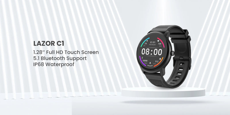 Lazor C1 SW31 Black Smartwatch with 1.28 Inch HD Touchscreen IP68 Waterproof Heart Rate & Activity Tracking — Image 5