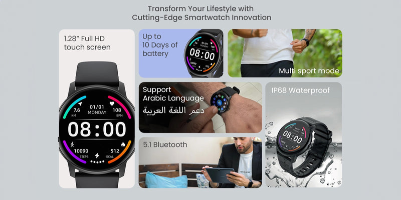 Lazor C1 SW31 Black Smartwatch with 1.28 Inch HD Touchscreen IP68 Waterproof Heart Rate & Activity Tracking — Image 6