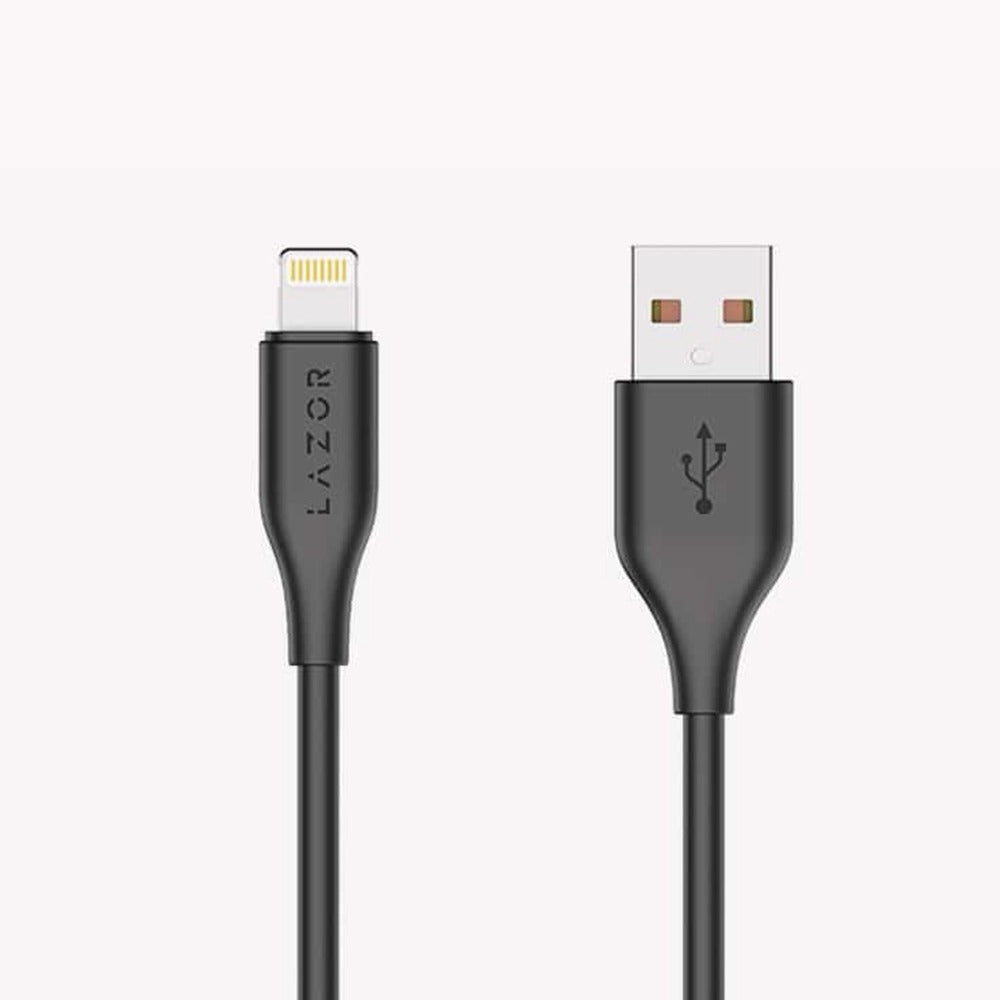 Lazor Flux CL85 USB-A to Lightning 1 Meter Fast Charging Cable 3A High-Speed Sync Black — Image 1