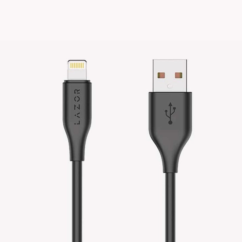 Lazor Flux CL85 USB-A to Lightning 1 Meter Fast Charging Cable 3A High-Speed Sync Black — Image 1