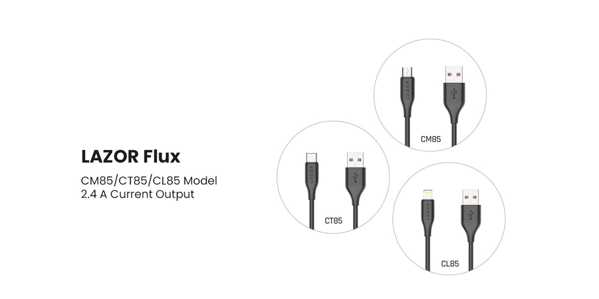 Lazor Flux CL85 USB-A to Lightning 1 Meter Fast Charging Cable 3A High-Speed Sync Black — Image 4