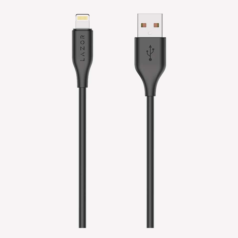 Lazor Flux CL85 USB-A to Lightning 1 Meter Fast Charging Cable 3A High-Speed Sync Black — Image 2