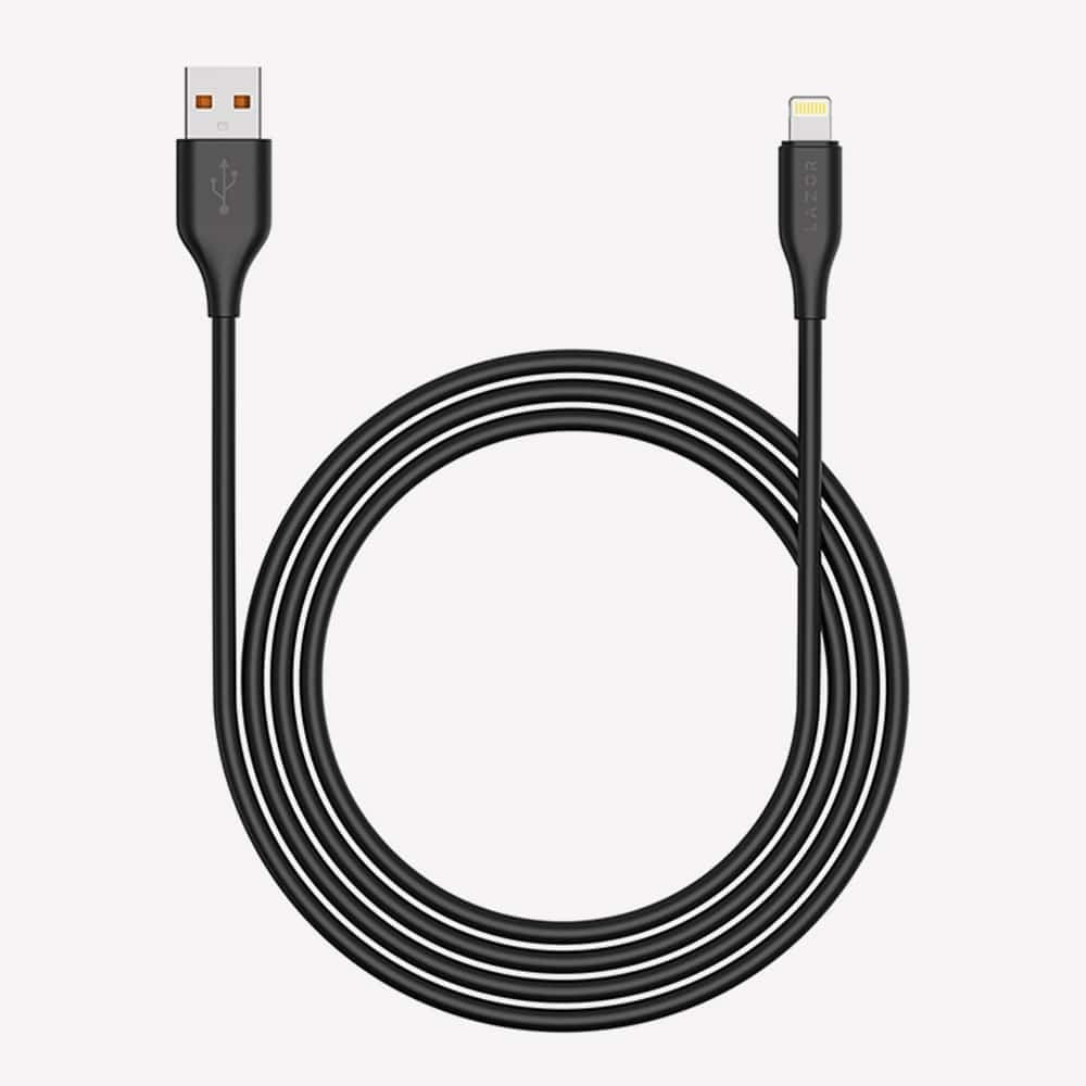 Lazor Flux CL85 USB-A to Lightning 1 Meter Fast Charging Cable 3A High-Speed Sync Black — Image 3