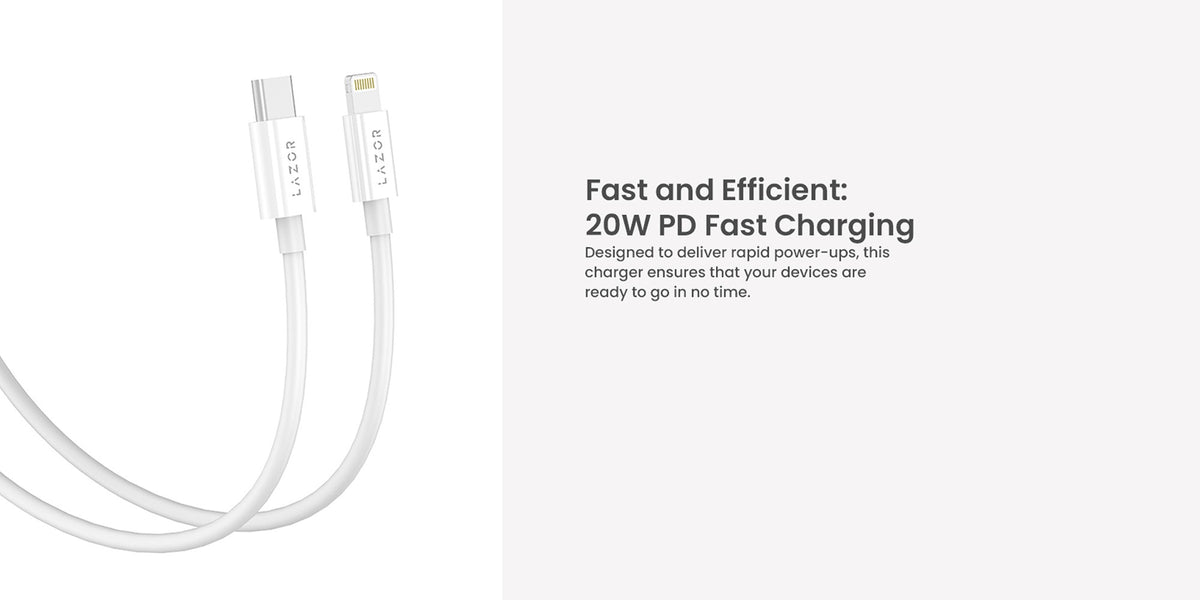 Lazor Bolt Charging Cable 20W PD Type-C to Lightning OTG Data Sync Gray 1M — Image 7