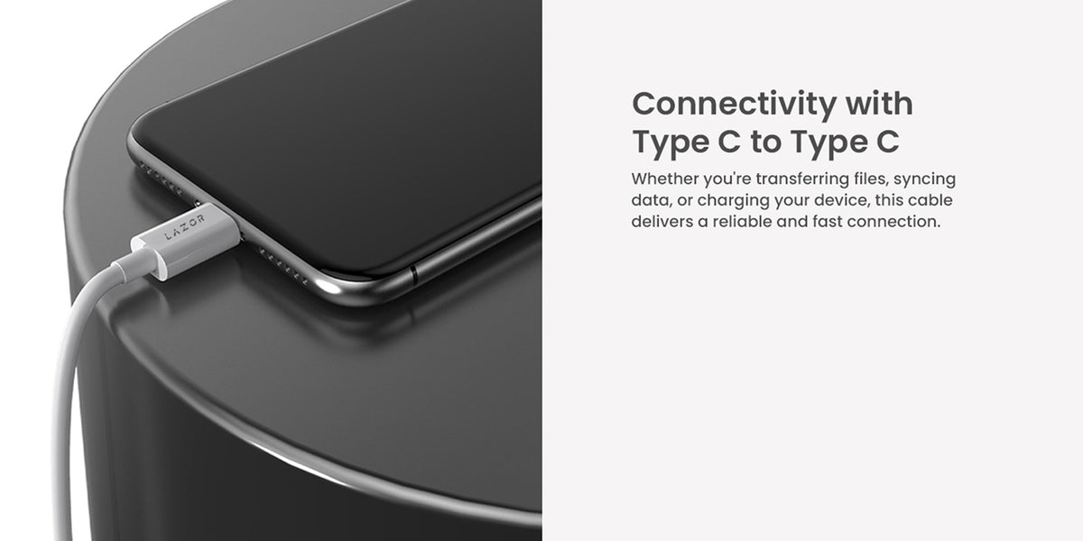 Lazor Bolt CT76 Type-C to Type-C 60W PD Fast Charging Cable with OTG Data Synchronization SR Bending Control 1M Gray — Image 5