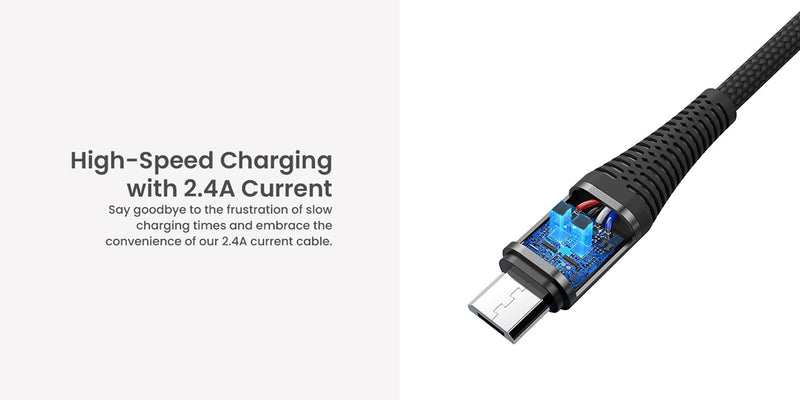 Lazor Micro USB Fast Charging Cable 1 Meter 2.4A Black — Image 9