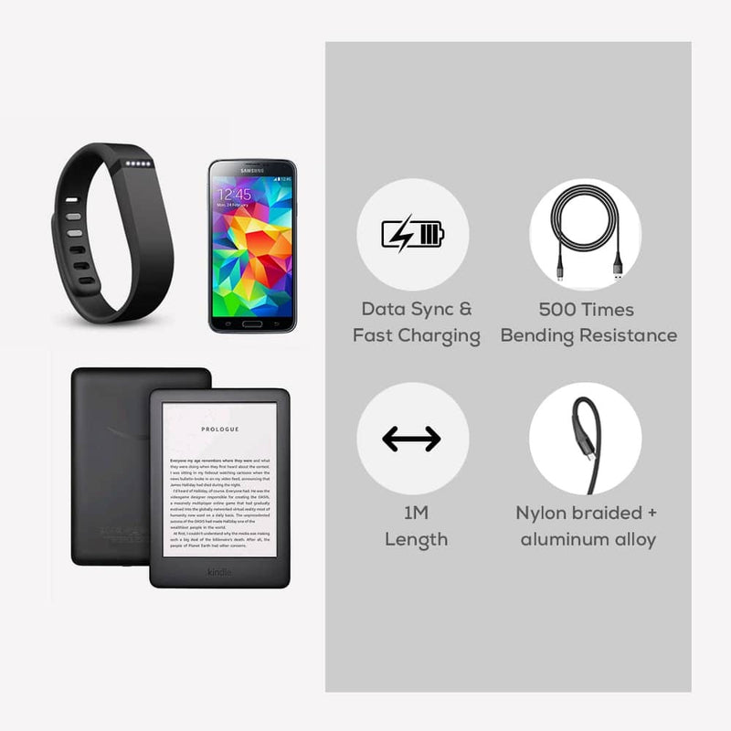 Lazor Micro USB Fast Charging Cable 1 Meter 2.4A Black — Image 5