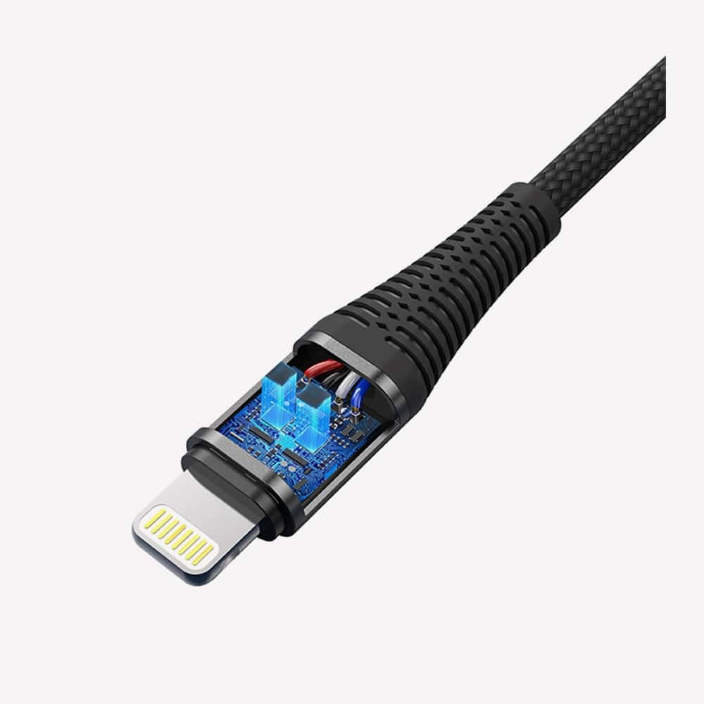 Lazor 1 Meter USB-A to Lightning Charging Cable 2.4A Fast Charge Durable Black Design — Image 3