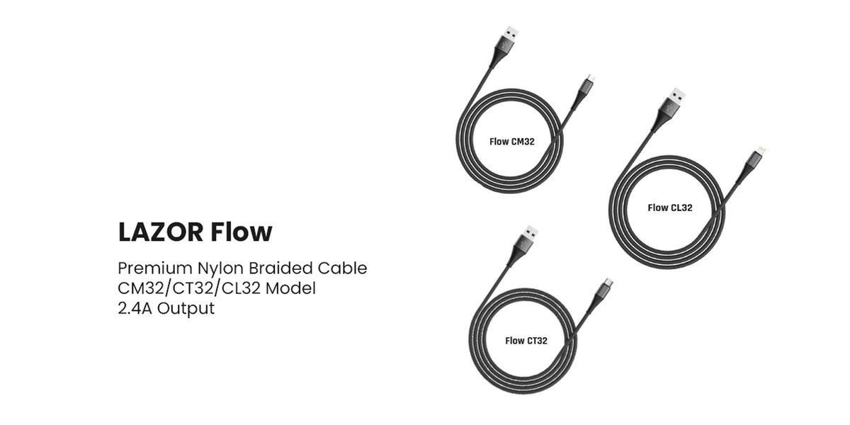 Lazor 1 Meter USB-A to Lightning Charging Cable 2.4A Fast Charge Durable Black Design — Image 5