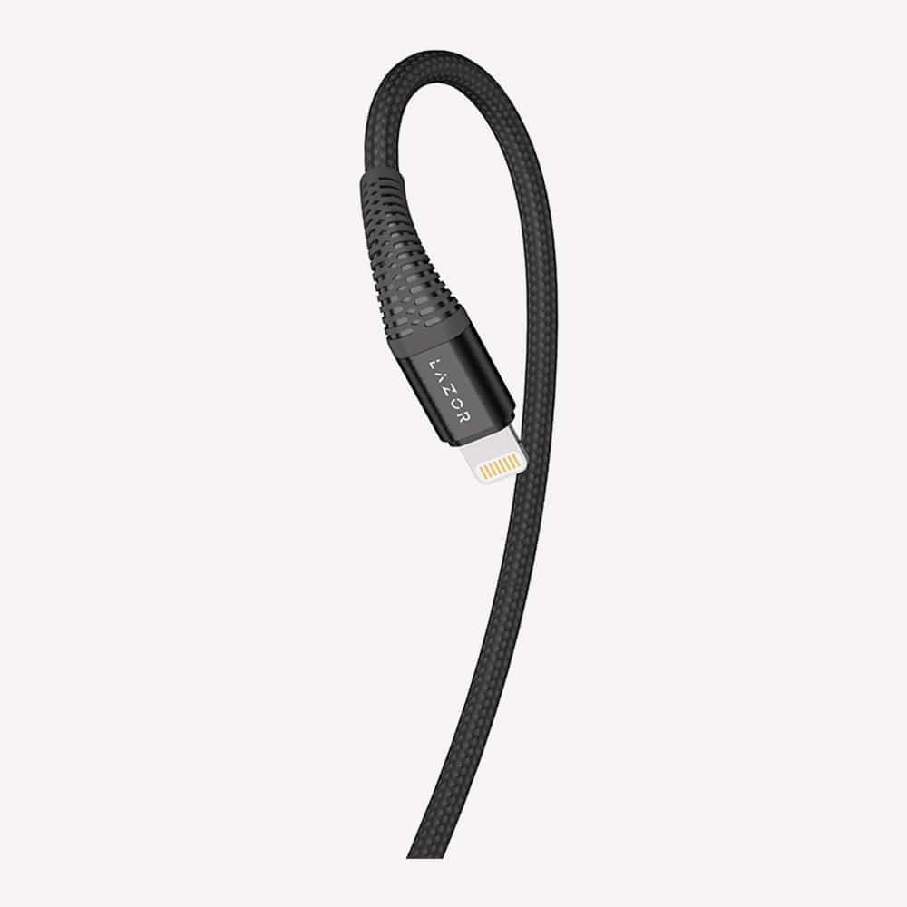 Lazor 1 Meter USB-A to Lightning Charging Cable 2.4A Fast Charge Durable Black Design — Image 2