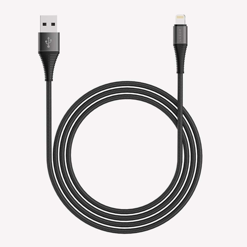 Lazor 1 Meter USB-A to Lightning Charging Cable 2.4A Fast Charge Durable Black Design — Image 4