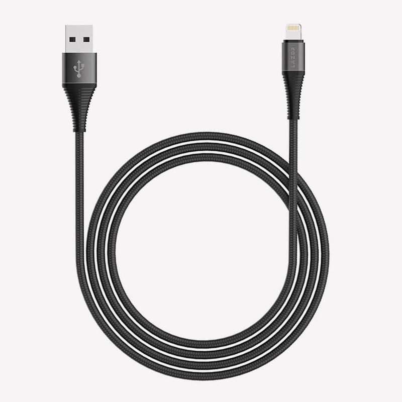 Lazor 1 Meter USB-A to Lightning Charging Cable 2.4A Fast Charge Durable Black Design — Image 4