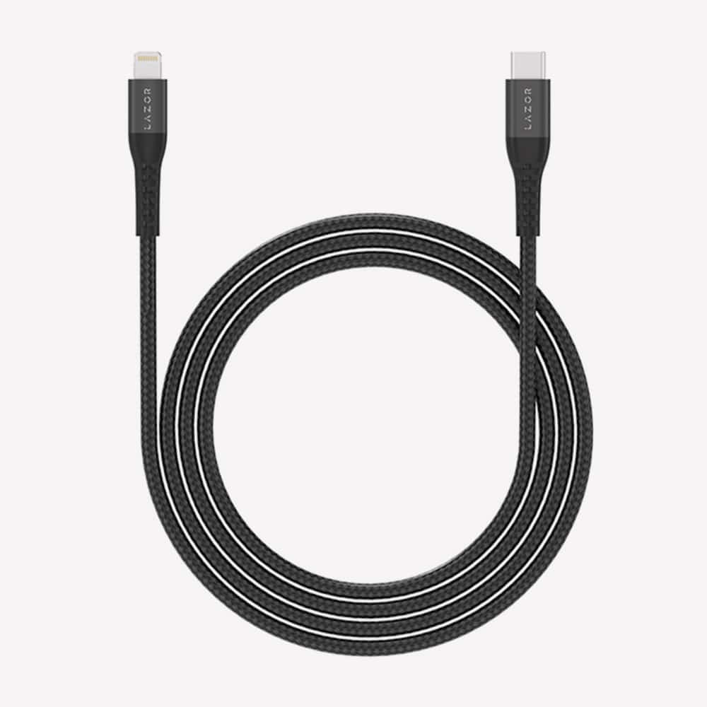 Lazor Flow Type-C to Lightning 20W PD Fast Charging Cable 3M Flexible TPE Black — Image 3