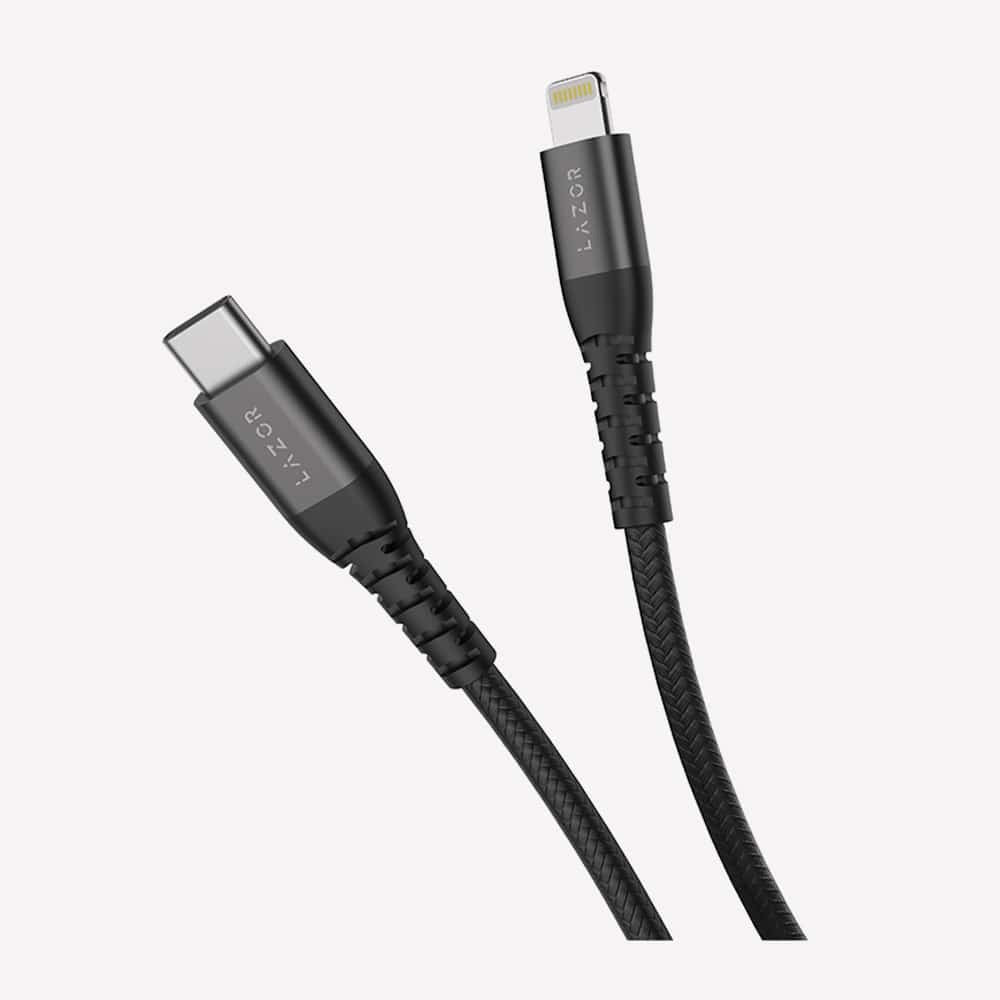 Lazor Flow Type-C to Lightning 20W PD Fast Charging Cable 3M Flexible TPE Black — Image 1
