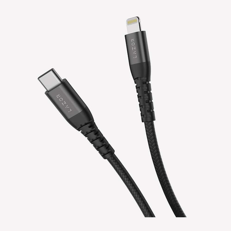 Lazor Flow Type-C to Lightning 20W PD Fast Charging Cable 3M Flexible TPE Black — Image 1