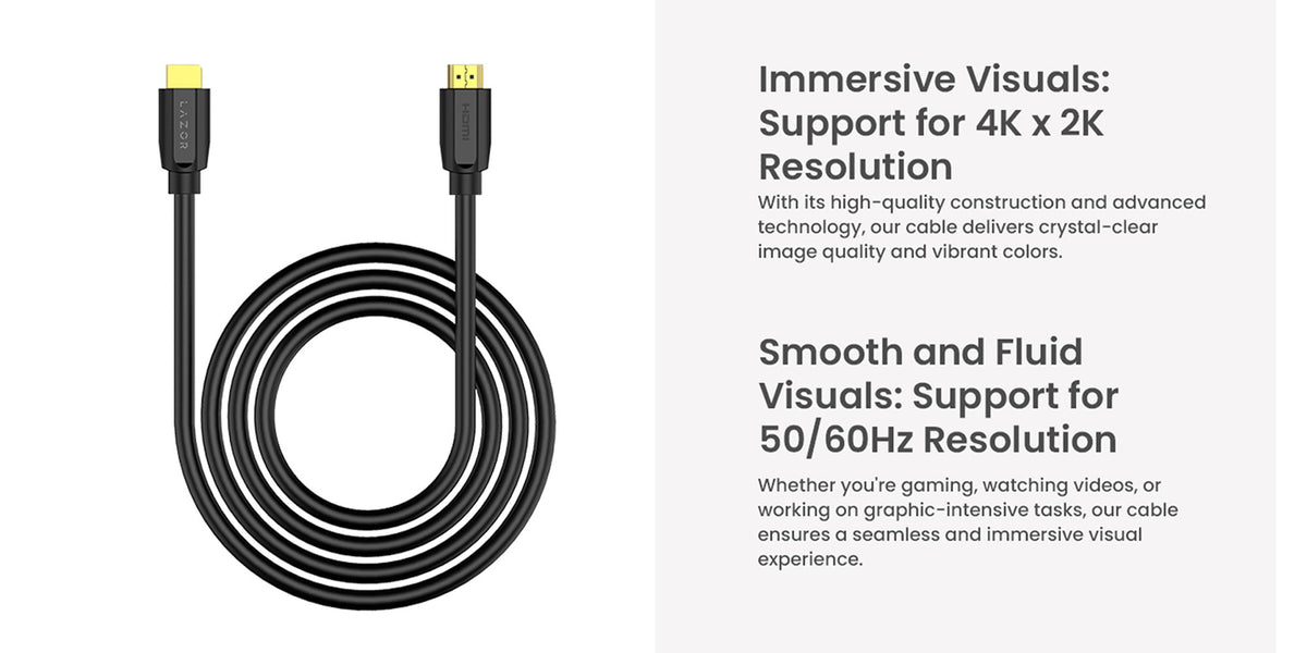 Lazor HDMI Cable 4K Ultra HD 24K Gold-Plated Connectors 18Gbps 1 Meter Black — Image 8