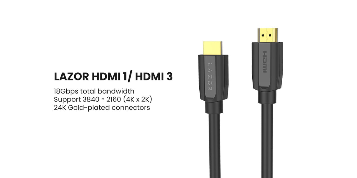 Lazor HDMI Cable 3m 24K Gold-Plated Connectors 4K Ultra HD 18Gbps Black — Image 7