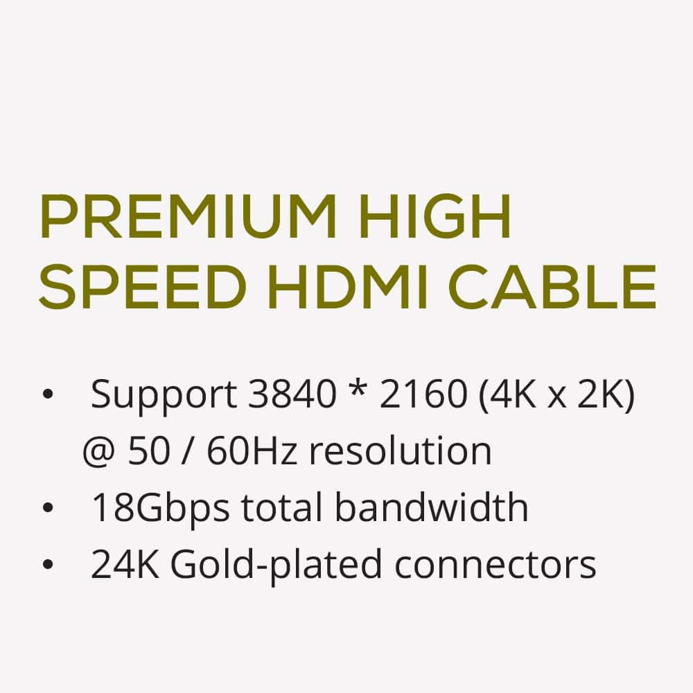Lazor HDMI Cable 3m 24K Gold-Plated Connectors 4K Ultra HD 18Gbps Black — Image 5